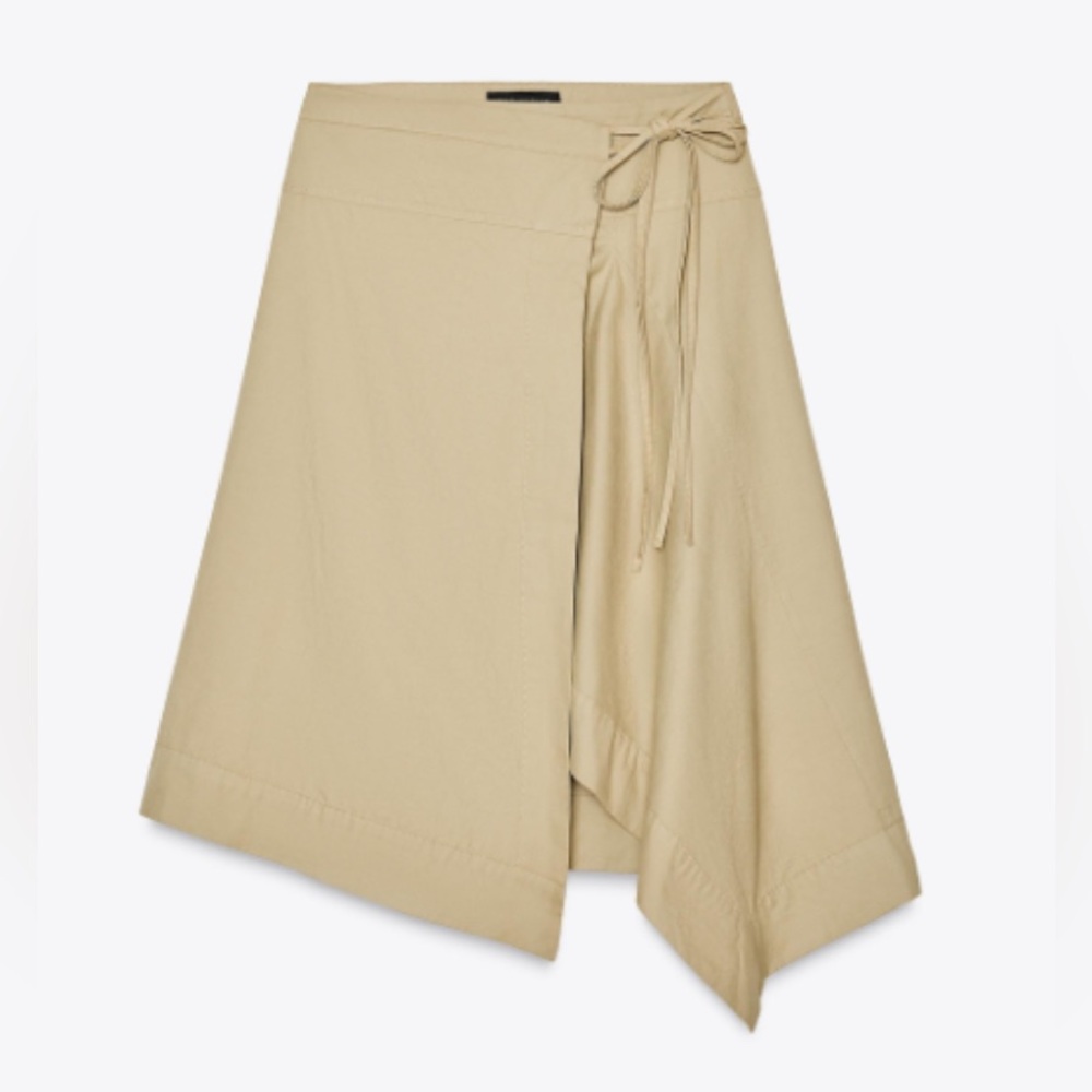 Zara Asymmetrical Beige Sarong Wrap Skirt